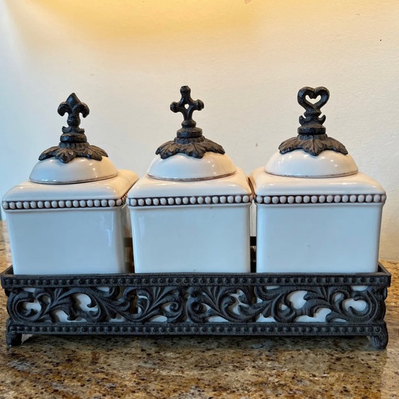 Elegant Clutter Kitchen 3 Canisters Set With Stand Poshmark